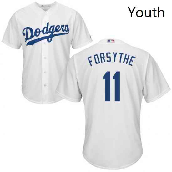 Youth Majestic Los Angeles Dodgers 11 Logan Forsythe Replica White Home Cool Base MLB Jersey